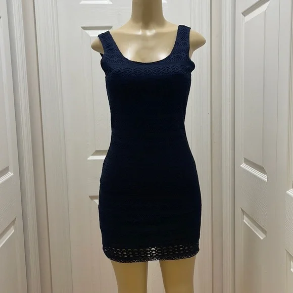 garage blue dress Sleek Plunge A-Line Dress Navy